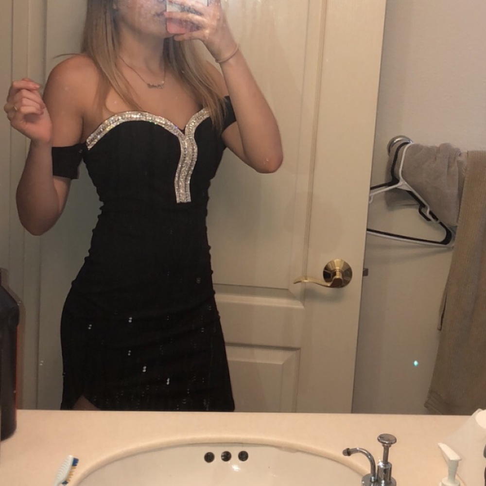 Little black dress with silver diamonds